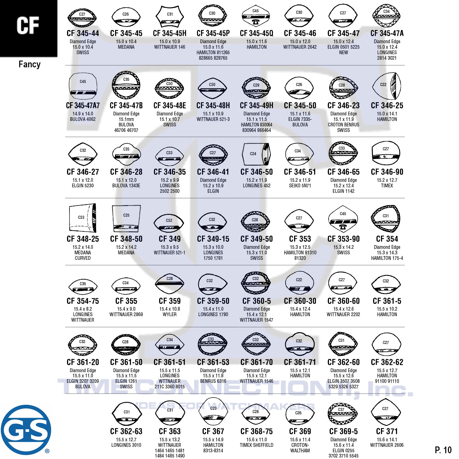 G-S FANCY (CF) CYLINDER FANCY CRYSTALS - PLASTIC FLAT LOWER EDGE