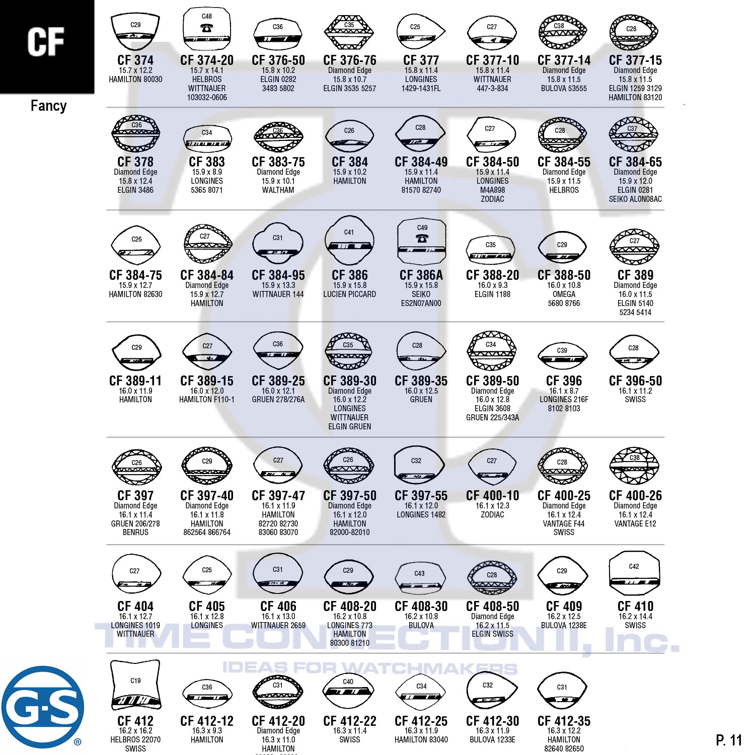 G-S FANCY (CF) CYLINDER FANCY CRYSTALS - PLASTIC FLAT LOWER EDGE