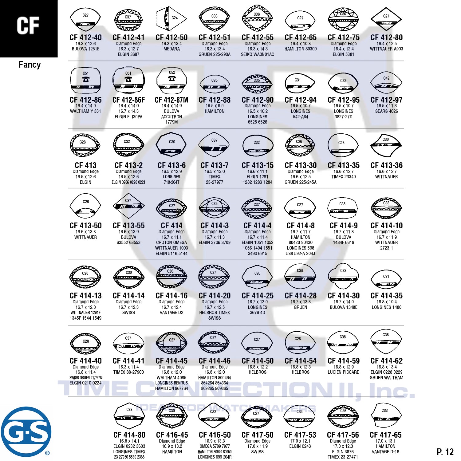 G-S FANCY (CF) CYLINDER FANCY CRYSTALS - PLASTIC FLAT LOWER EDGE