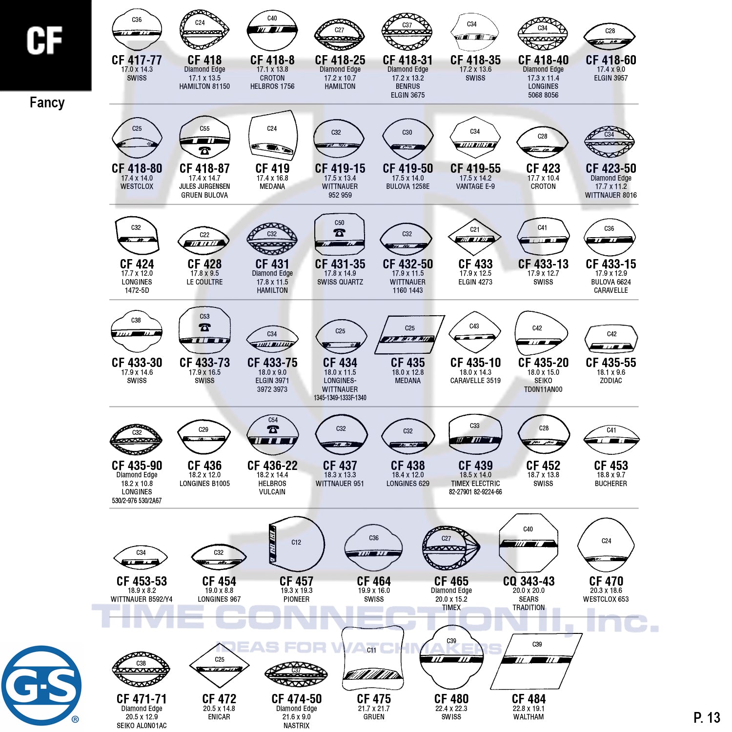 G-S FANCY (CF) CYLINDER FANCY CRYSTALS - PLASTIC FLAT LOWER EDGE