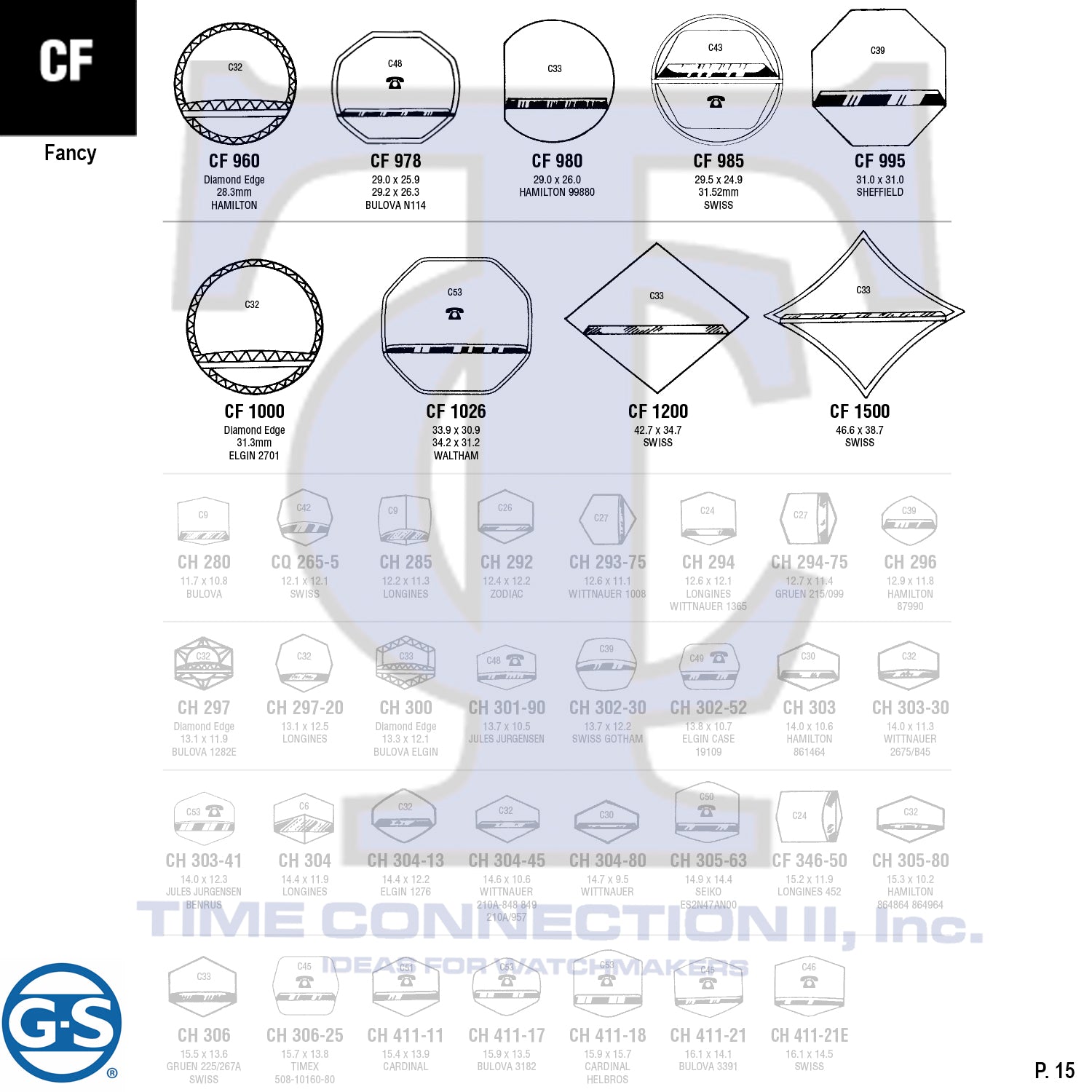 G-S FANCY (CF) CYLINDER FANCY CRYSTALS - PLASTIC FLAT LOWER EDGE