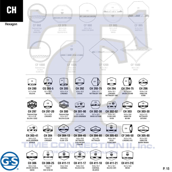 G-S HEXAGON (CH) CYLINDER FANCY CRYSTALS - PLASTIC FLAT LOWER EDGE