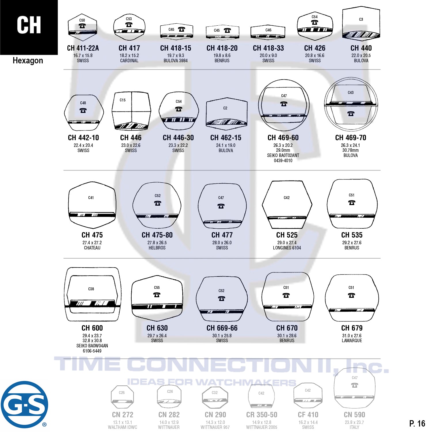 G-S HEXAGON (CH) CYLINDER FANCY CRYSTALS - PLASTIC FLAT LOWER EDGE