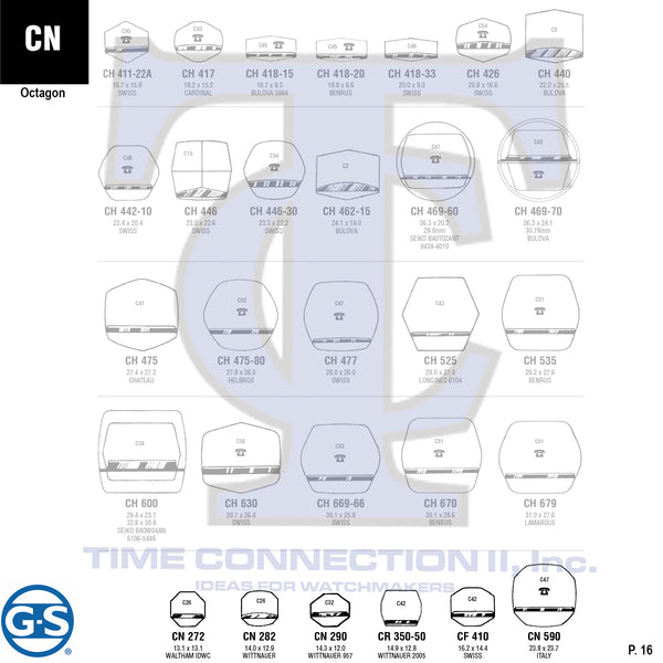 G-S OCTAGON (CN) CYLINDER FANCY CRYSTALS - PLASTIC FLAT LOWER EDGE