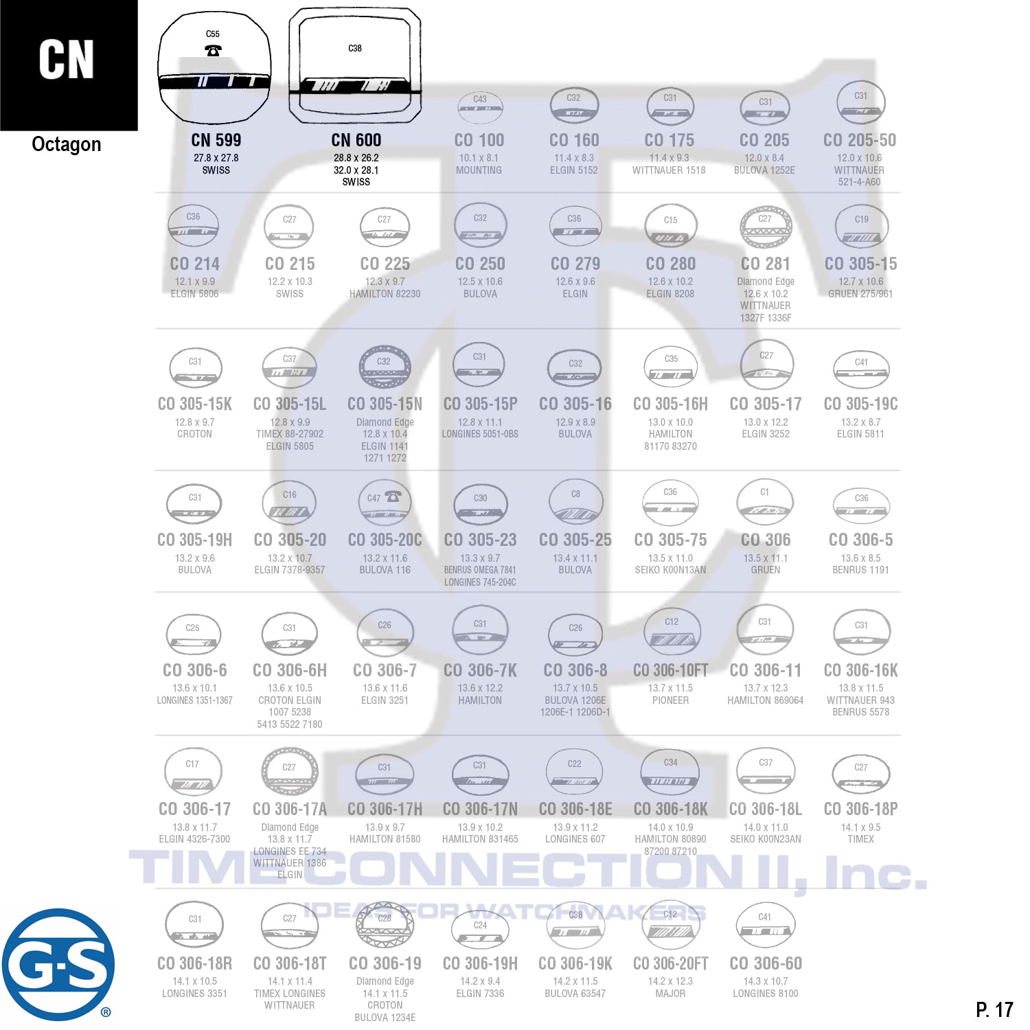 G-S OCTAGON (CN) CYLINDER FANCY CRYSTALS - PLASTIC FLAT LOWER EDGE