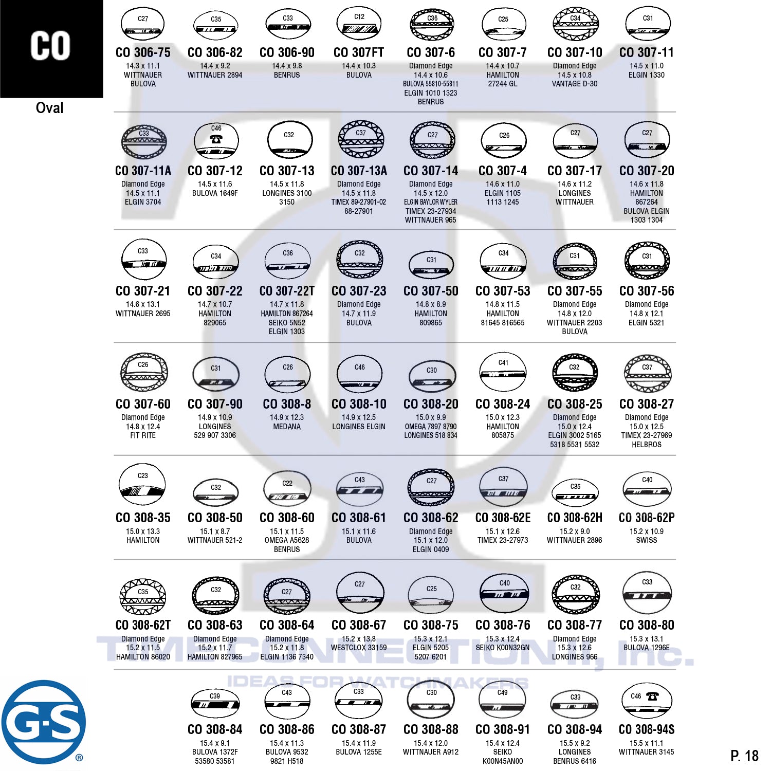 G-S OVAL (CO) CYLINDER FANCY CRYSTALS - PLASTIC FLAT LOWER EDGE