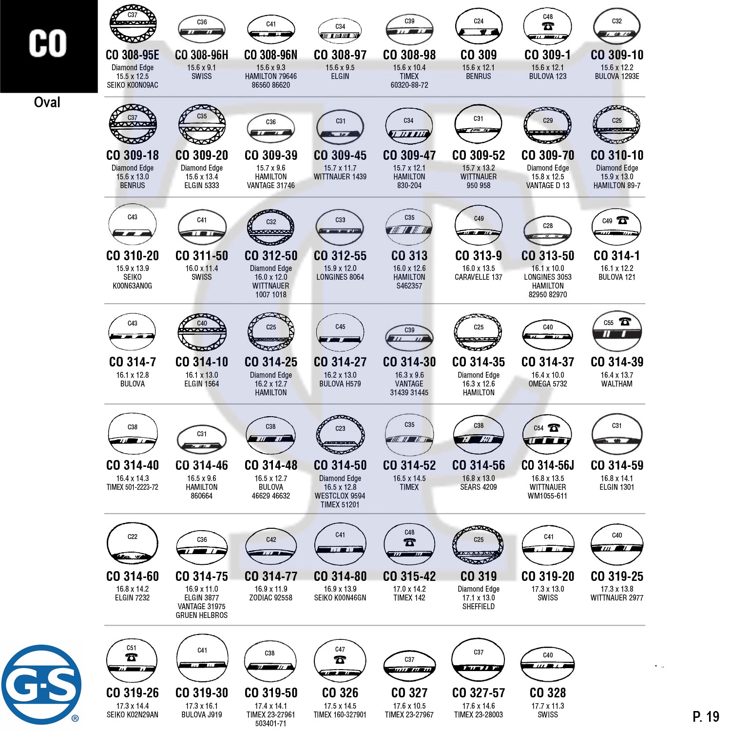 G-S OVAL (CO) CYLINDER FANCY CRYSTALS - PLASTIC FLAT LOWER EDGE