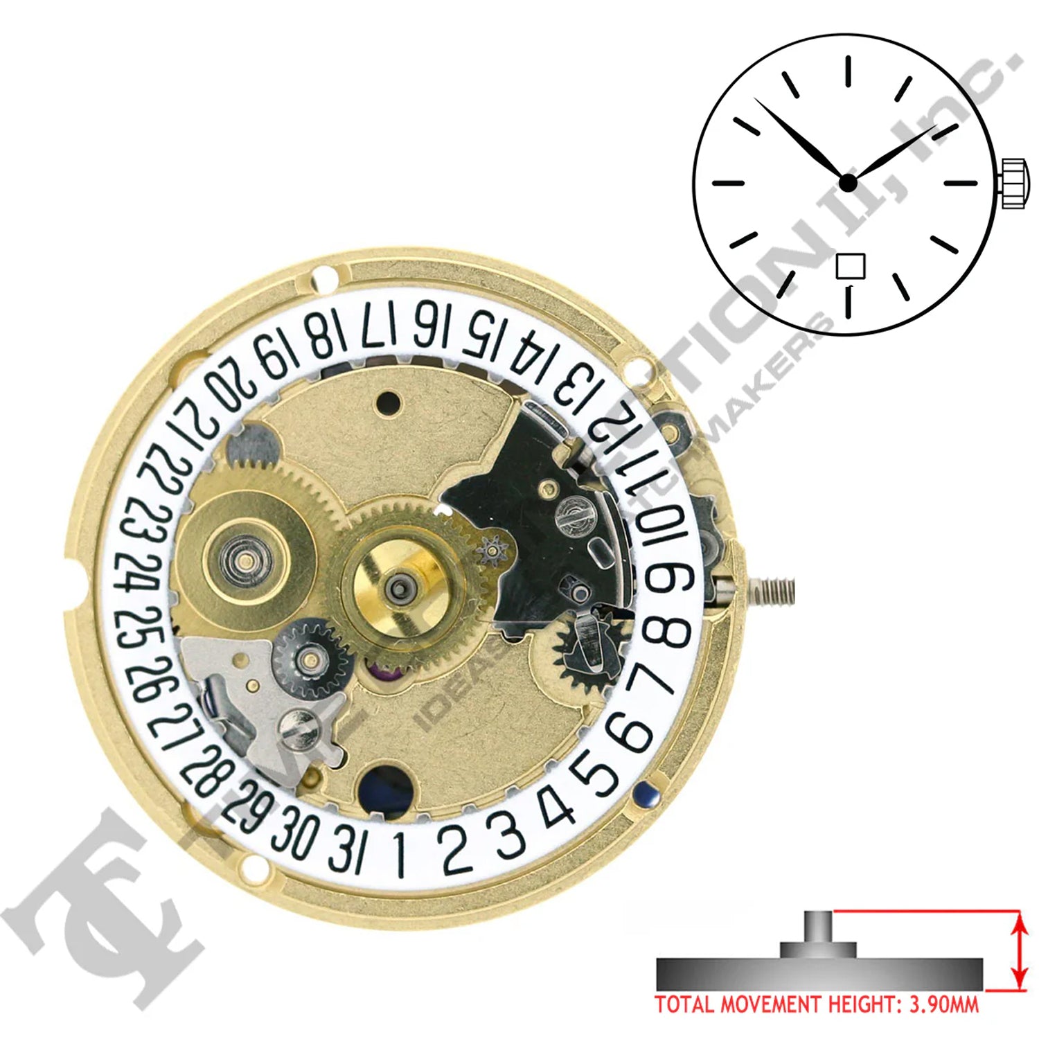 ETA 956.112 3 Hands Swiss Made Quartz Movement Ht. 3.90MM (Various Dates)