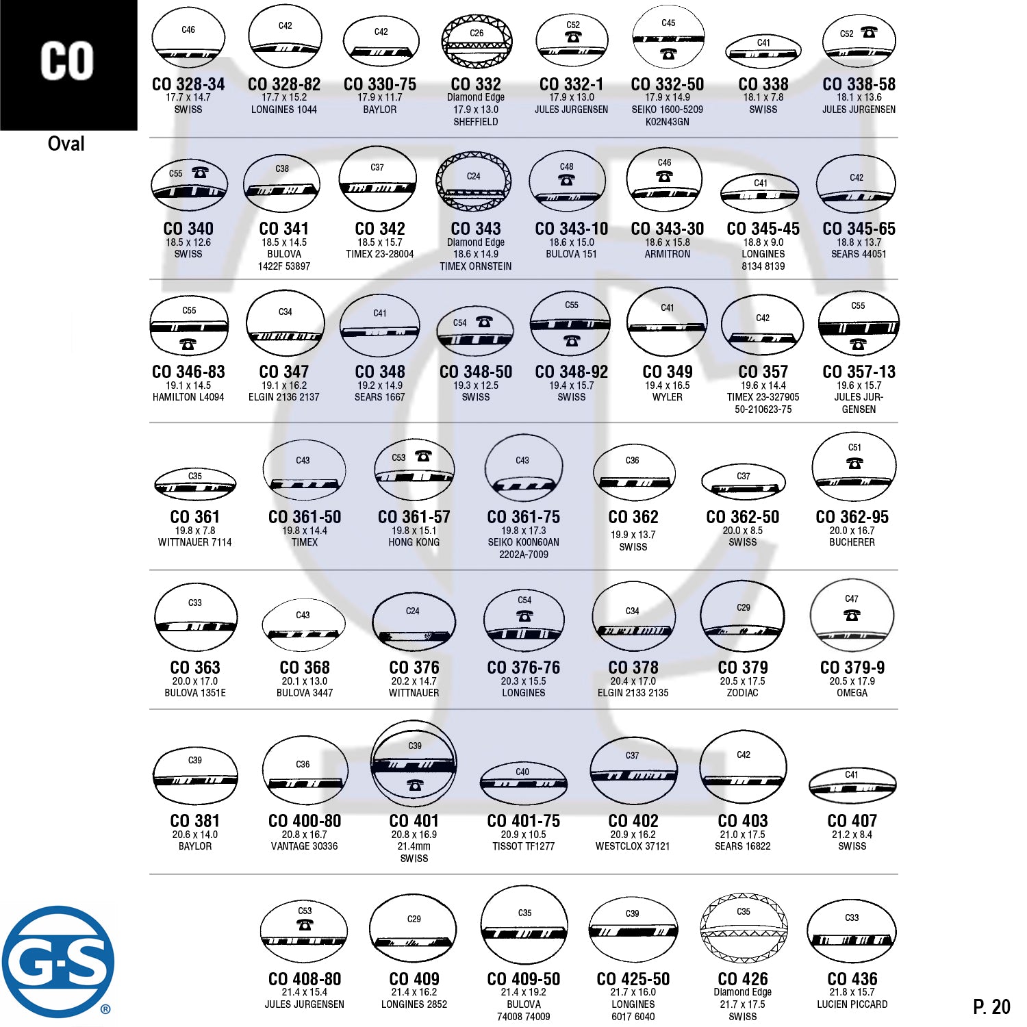 G-S OVAL (CO) CYLINDER FANCY CRYSTALS - PLASTIC FLAT LOWER EDGE