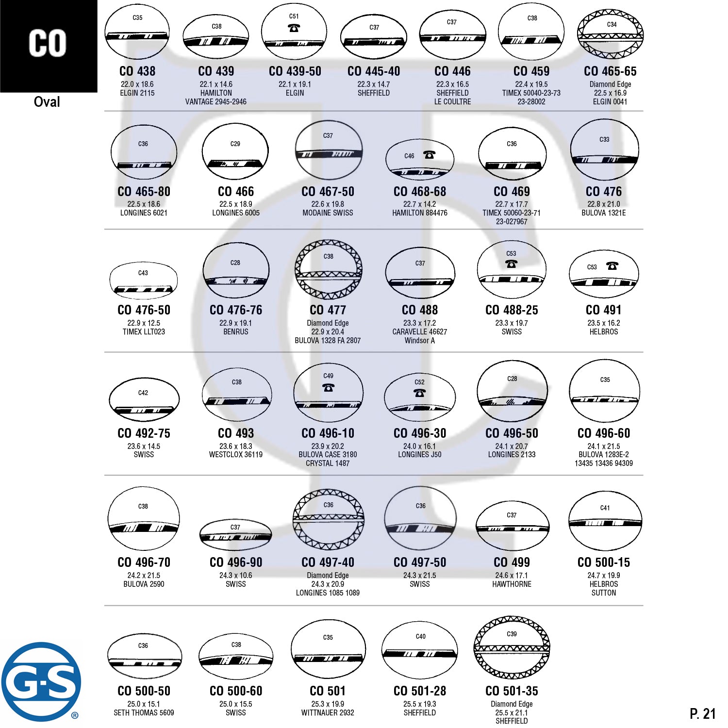 G-S OVAL (CO) CYLINDER FANCY CRYSTALS - PLASTIC FLAT LOWER EDGE