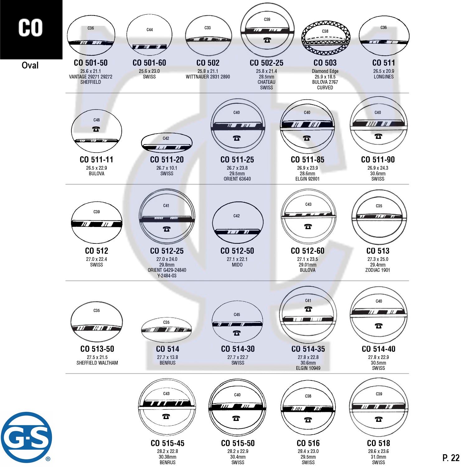 G-S OVAL (CO) CYLINDER FANCY CRYSTALS - PLASTIC FLAT LOWER EDGE