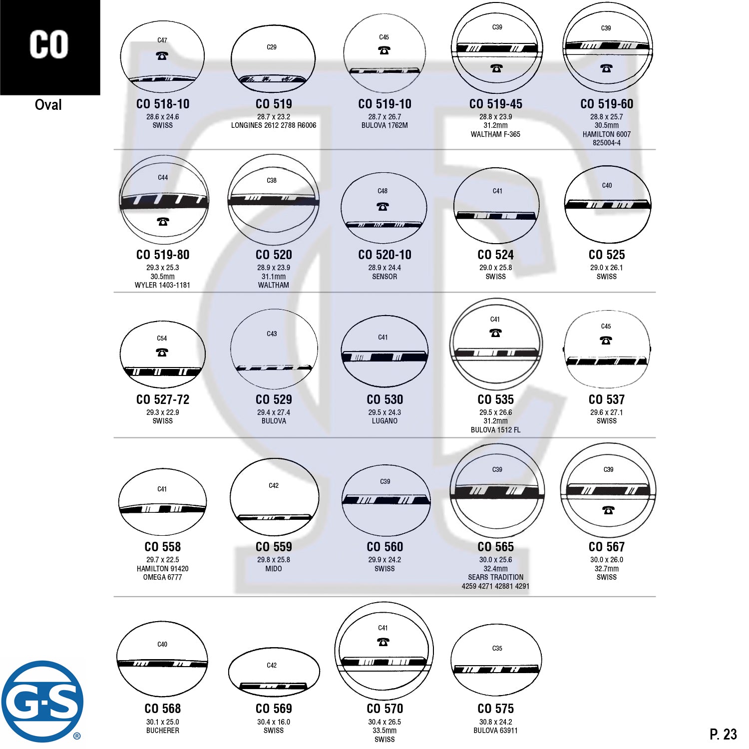 G-S OVAL (CO) CYLINDER FANCY CRYSTALS - PLASTIC FLAT LOWER EDGE