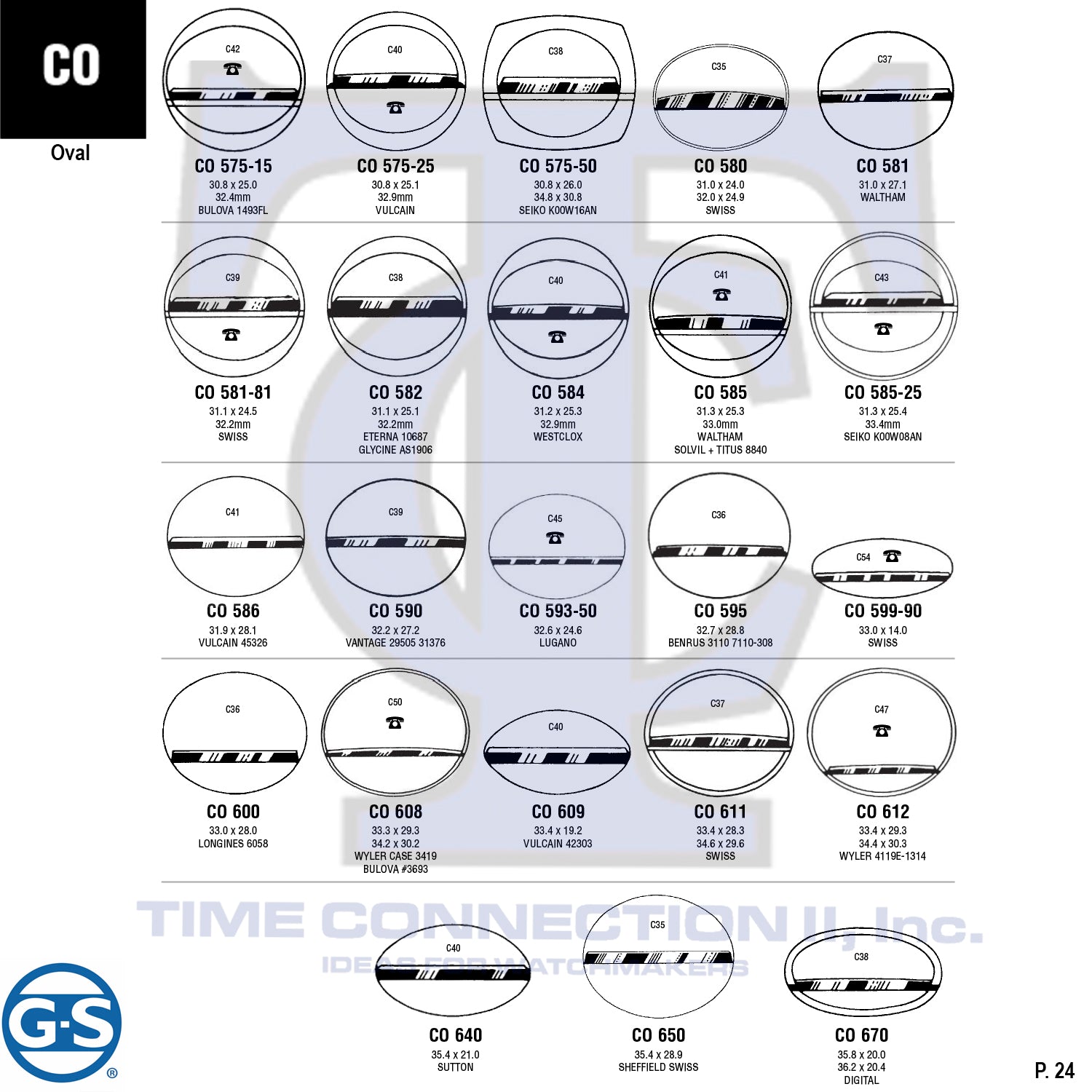 G-S OVAL (CO) CYLINDER FANCY CRYSTALS - PLASTIC FLAT LOWER EDGE