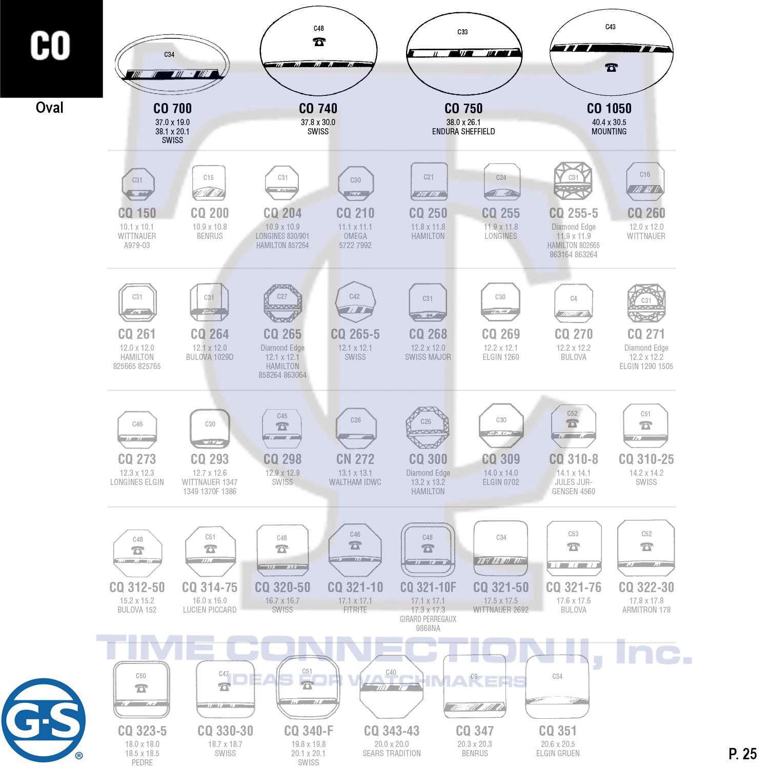 G-S OVAL (CO) CYLINDER FANCY CRYSTALS - PLASTIC FLAT LOWER EDGE