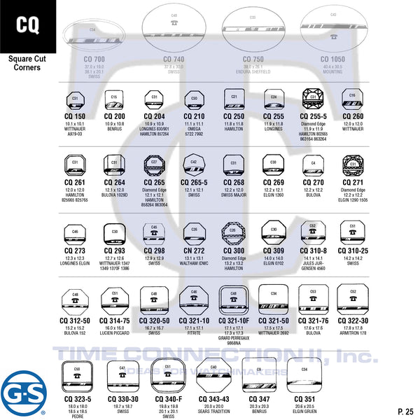 G-S SQUARE CUT CORNERS (CQ) CYLINDER FANCY CRYSTALS - PLASTIC FLAT LOWER EDGE