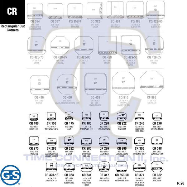 G-S RECTANGULAR CUT CORNERS(CR) CYLINDER FANCY CRYSTALS - PLASTIC FLAT LOWER EDGE