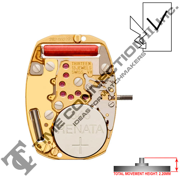 ETA 282.002 2 Hands Swiss Made Quartz Movement Ht. 2.20MM