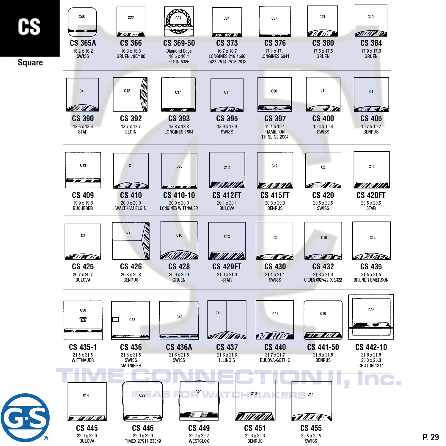 G-S SQUARE (CS) CYLINDER FANCY CRYSTALS - PLASTIC FLAT LOWER EDGE