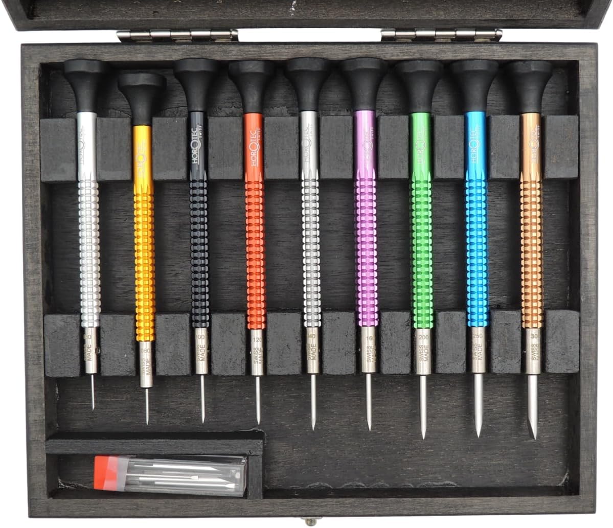 Horotec MSA 01.020-E Assortment of 9 Watchmaker Screwdrivers with Plastic Box