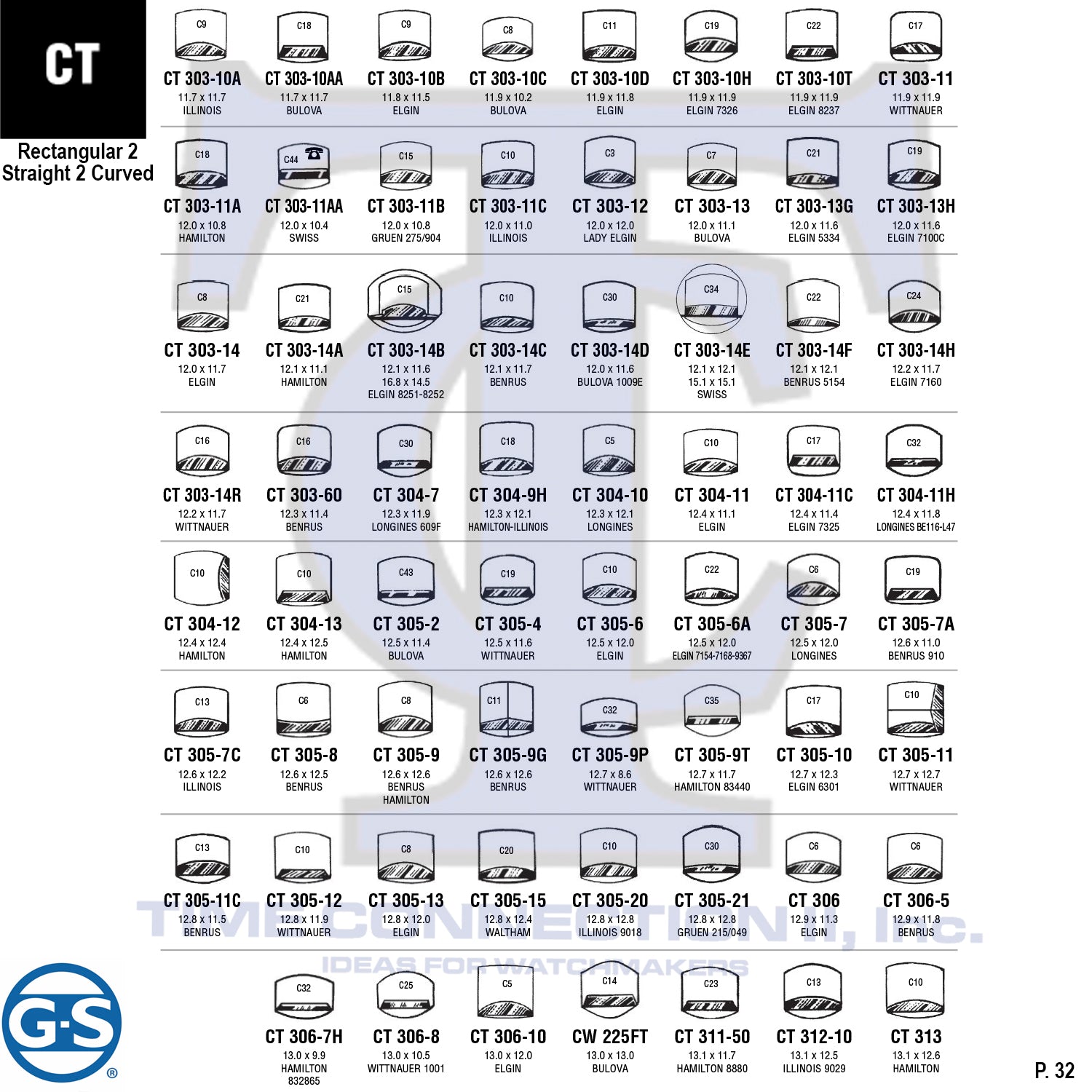 G-S RECTANGULAR 2 STRAIGHT 2 CURVED (CT) CYLINDER PLASTIC FANCY CRYSTALS