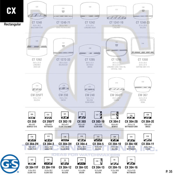 G-S RECTANGULAR (CX) CYLINDER FANCY CRYSTALS - PLASTIC FLAT LOWER EDGE