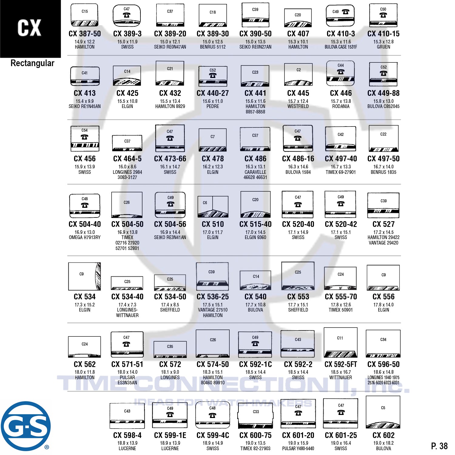 G-S RECTANGULAR (CX) CYLINDER FANCY CRYSTALS - PLASTIC FLAT LOWER EDGE