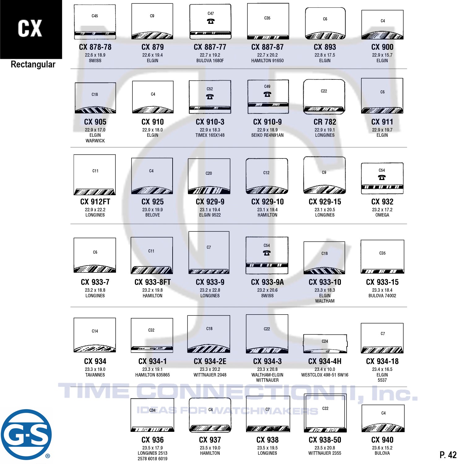 G-S RECTANGULAR (CX) CYLINDER FANCY CRYSTALS - PLASTIC FLAT LOWER EDGE