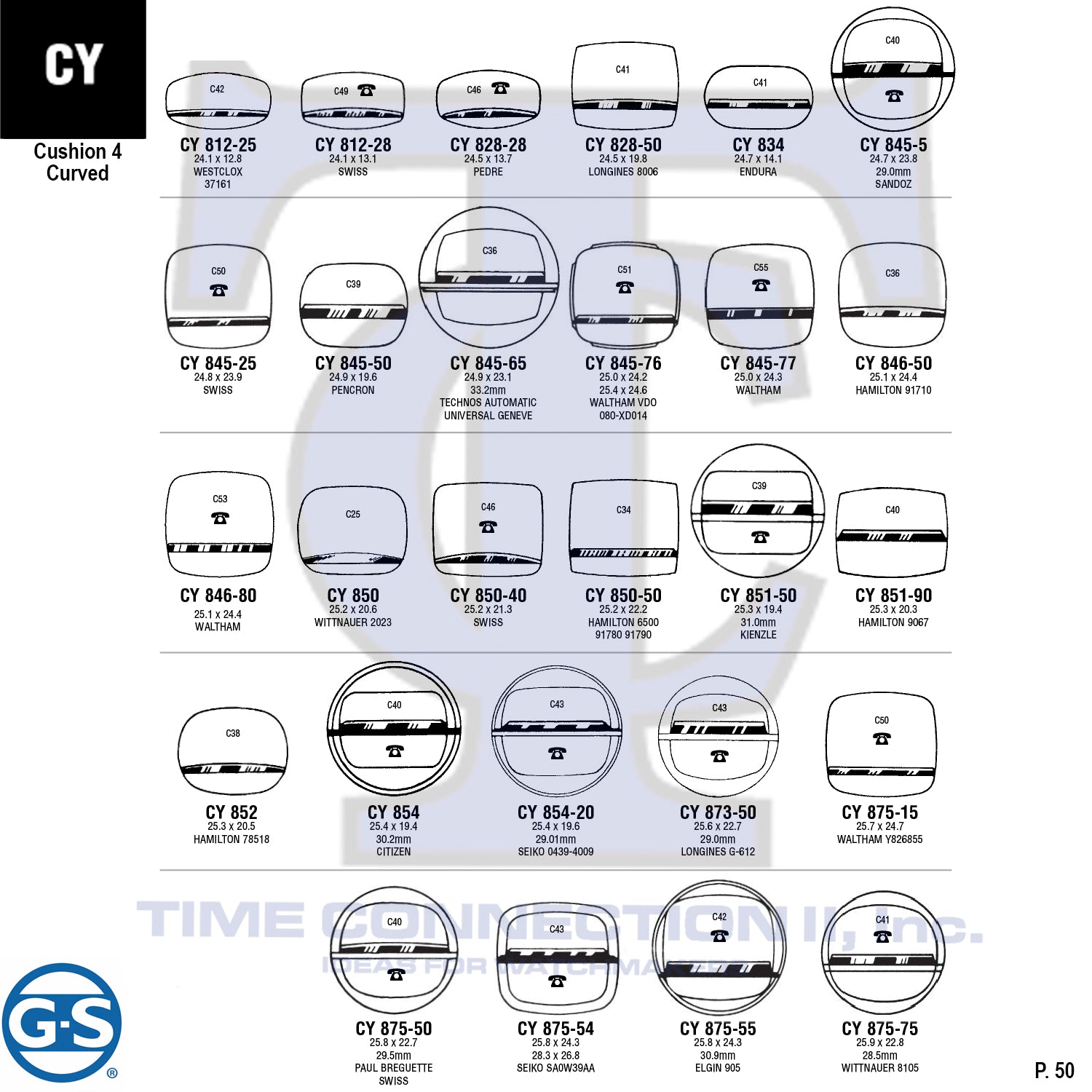 G-S CUSHION 4 CURVED (CY) CYLINDER FANCY CRYSTALS - PLASTIC FLAT LOWER EDGE