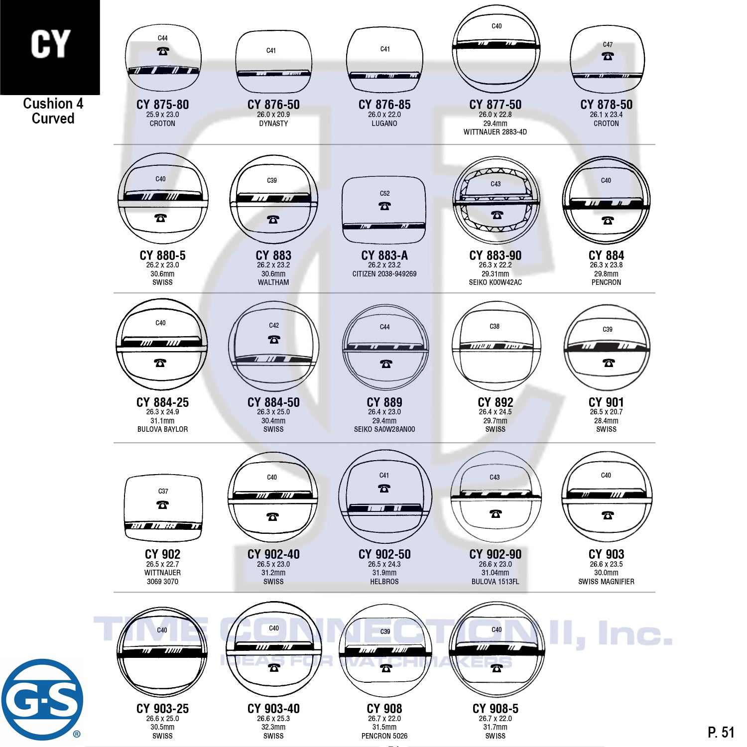 G-S CUSHION 4 CURVED (CY) CYLINDER FANCY CRYSTALS - PLASTIC FLAT LOWER EDGE