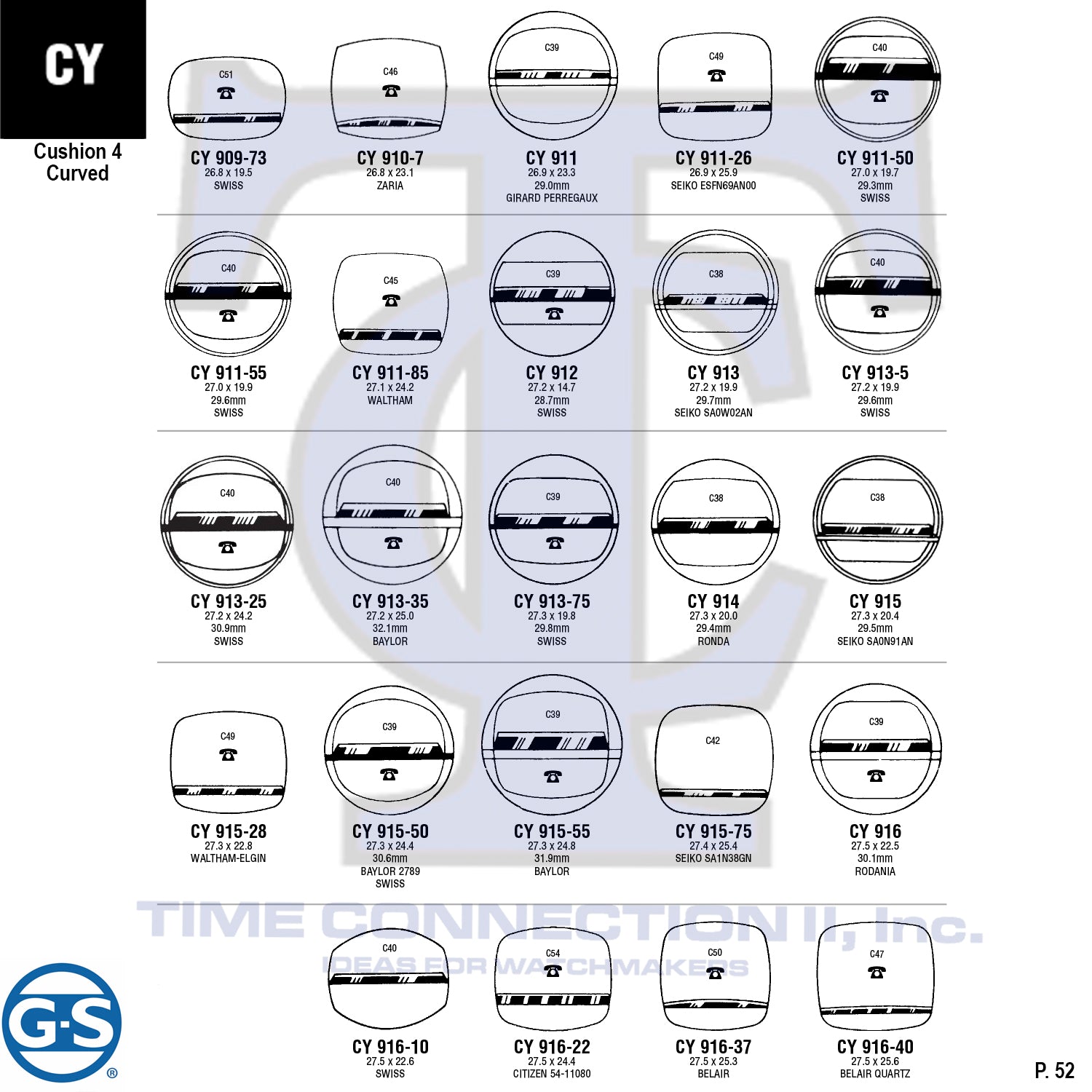 G-S CUSHION 4 CURVED (CY) CYLINDER FANCY CRYSTALS - PLASTIC FLAT LOWER EDGE