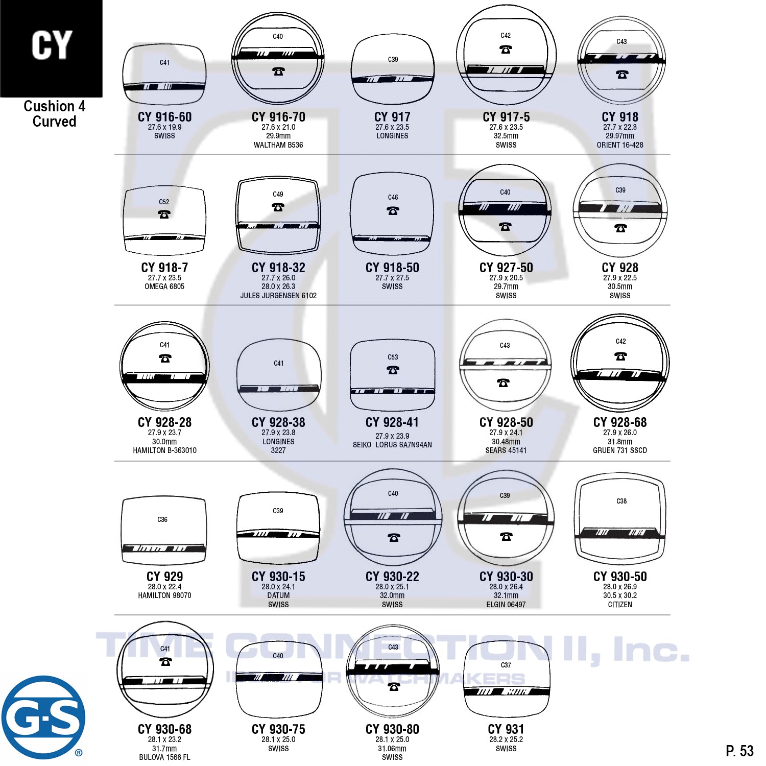 G-S CUSHION 4 CURVED (CY) CYLINDER FANCY CRYSTALS - PLASTIC FLAT LOWER EDGE