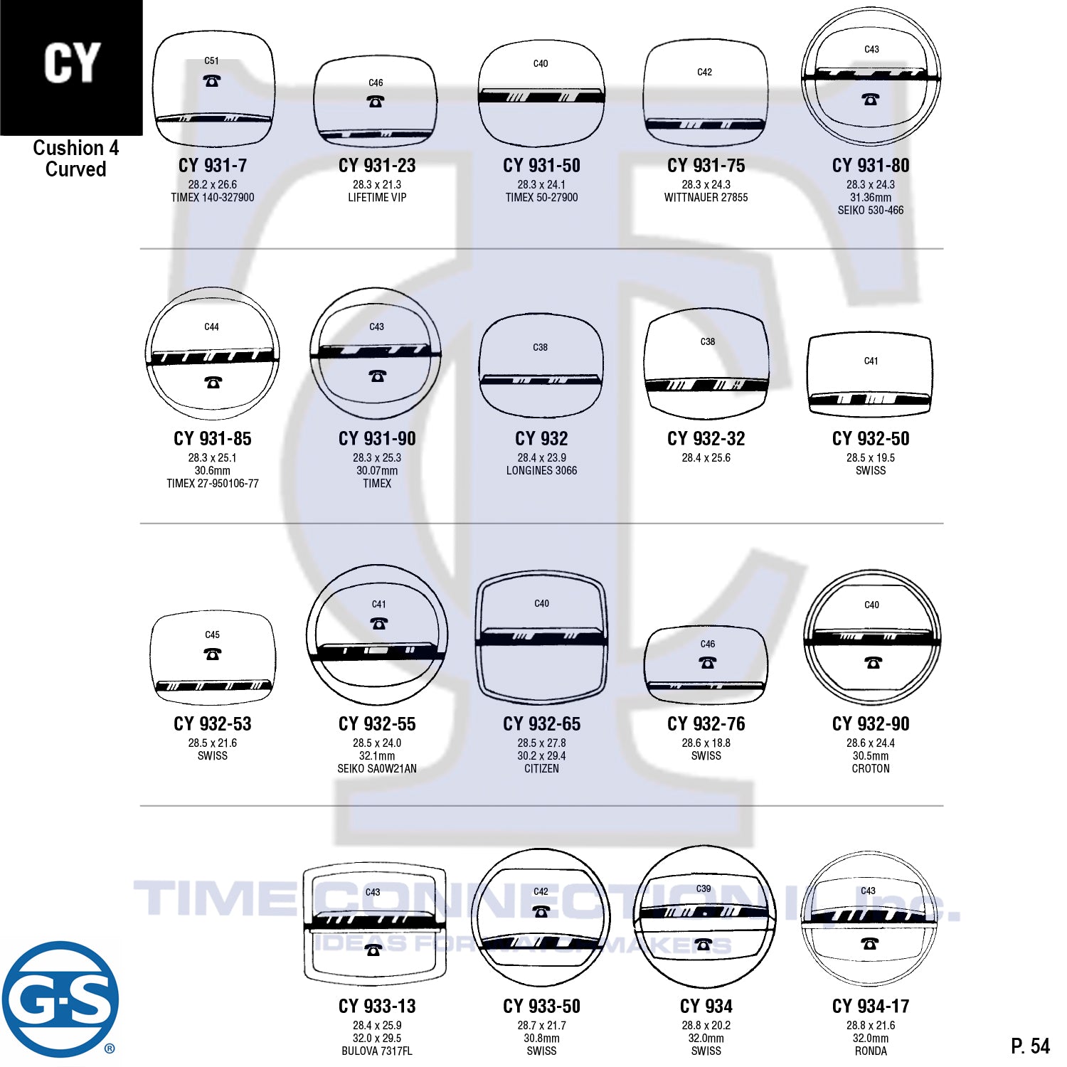 G-S CUSHION 4 CURVED (CY) CYLINDER FANCY CRYSTALS - PLASTIC FLAT LOWER EDGE