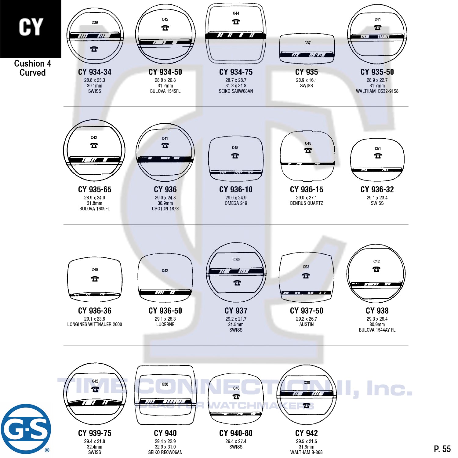 G-S CUSHION 4 CURVED (CY) CYLINDER FANCY CRYSTALS - PLASTIC FLAT LOWER EDGE