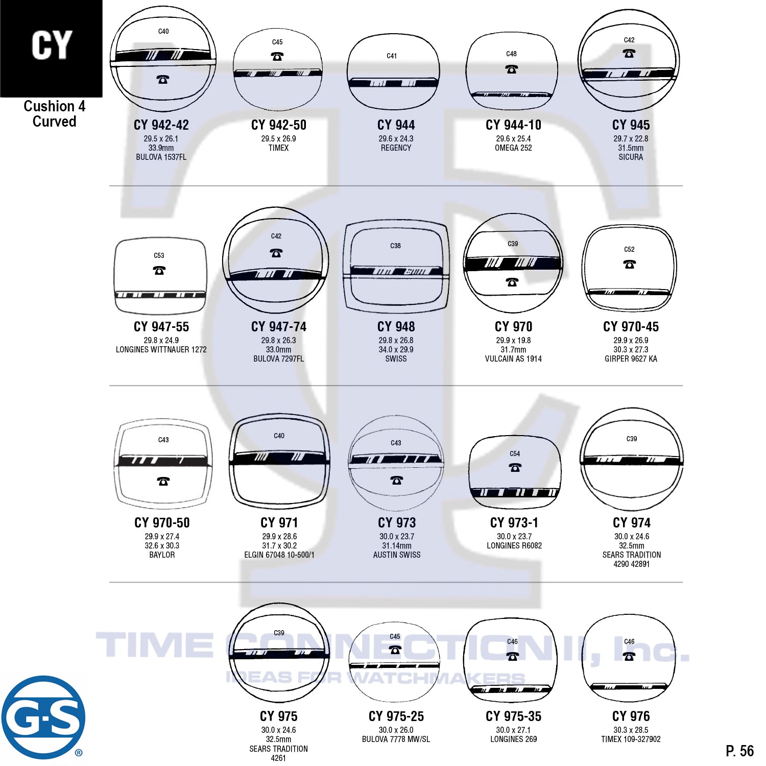 G-S CUSHION 4 CURVED (CY) CYLINDER FANCY CRYSTALS - PLASTIC FLAT LOWER EDGE