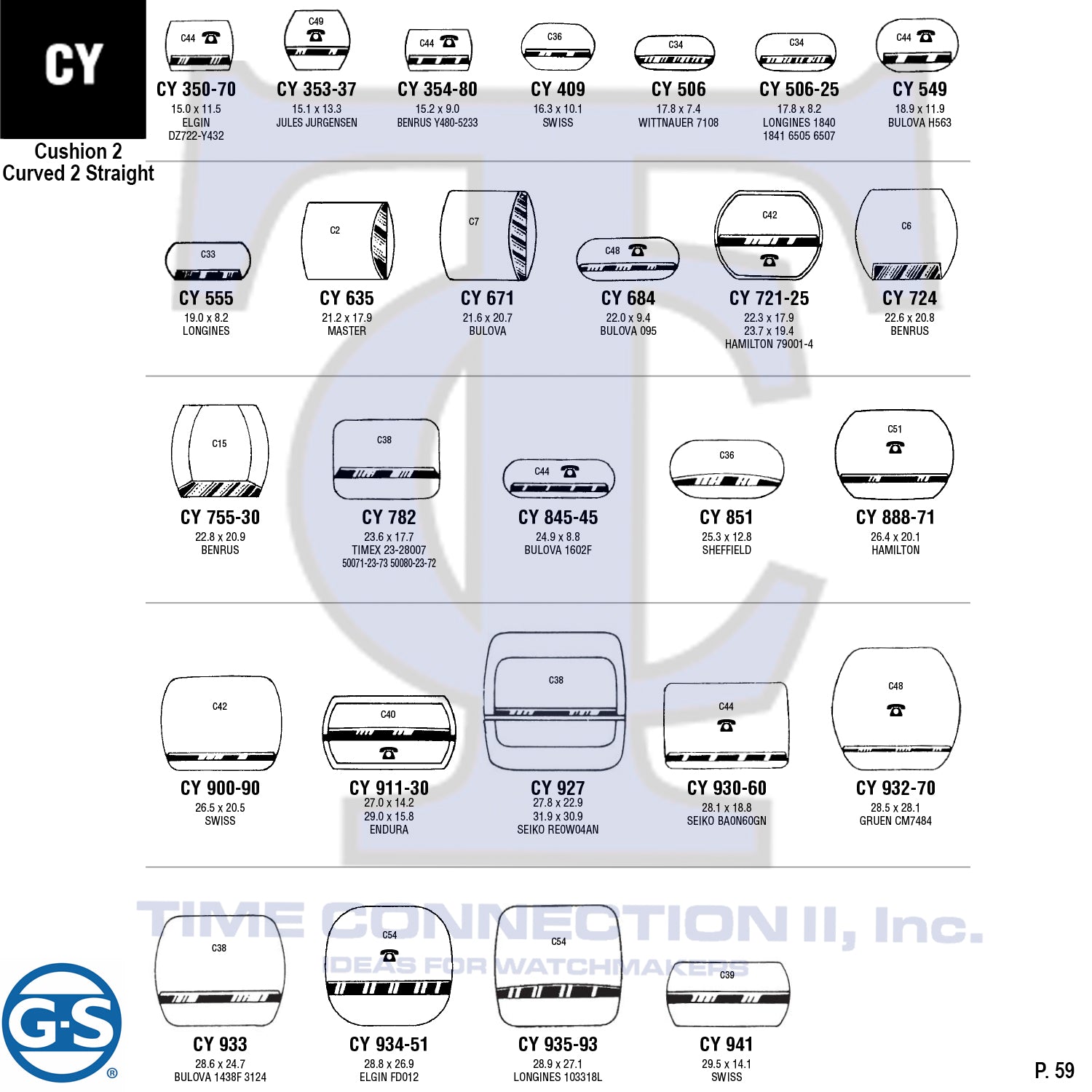 G-S CUSHION 2 CURVED 2 STRAIGHT (CY) CYLINDER FANCY CRYSTALS - PLASTIC FLAT LOWER EDGE