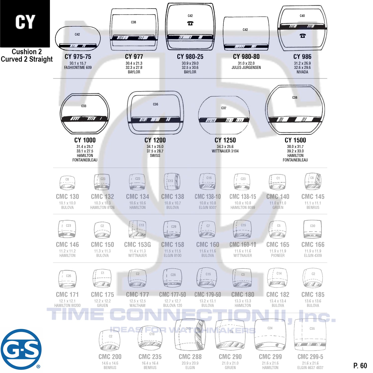 G-S CUSHION 2 CURVED 2 STRAIGHT (CY) CYLINDER FANCY CRYSTALS - PLASTIC FLAT LOWER EDGE