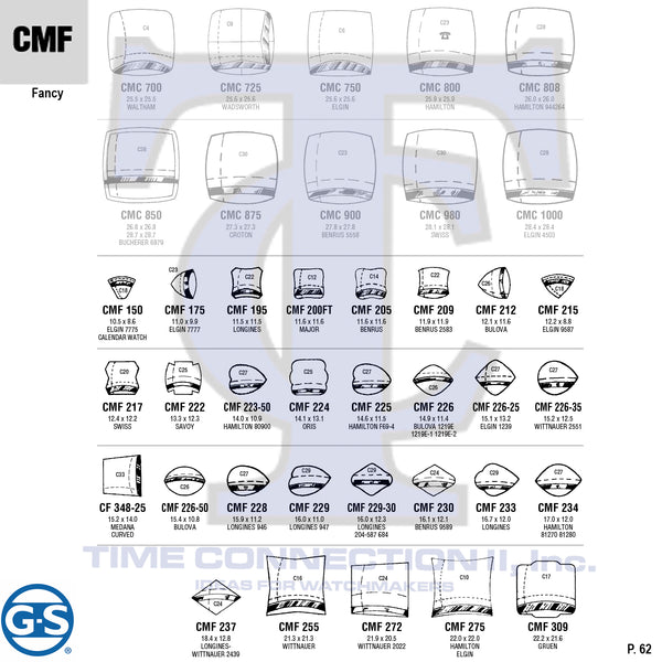 G-S FANCY (CMF) MILITARY CYLINDER FANCY CRYSTALS - PLASTIC CURVED LOWER EDGE