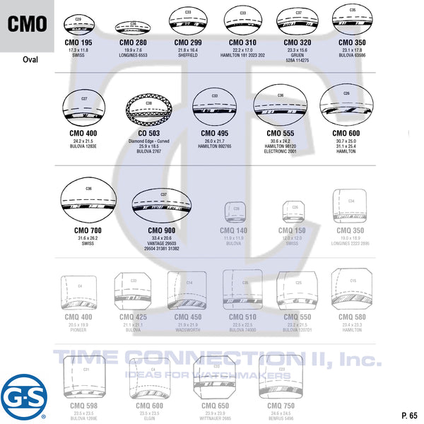 G-S OVAL (CMO) MILITARY CYLINDER FANCY CRYSTALS - PLASTIC CURVED LOWER EDGE