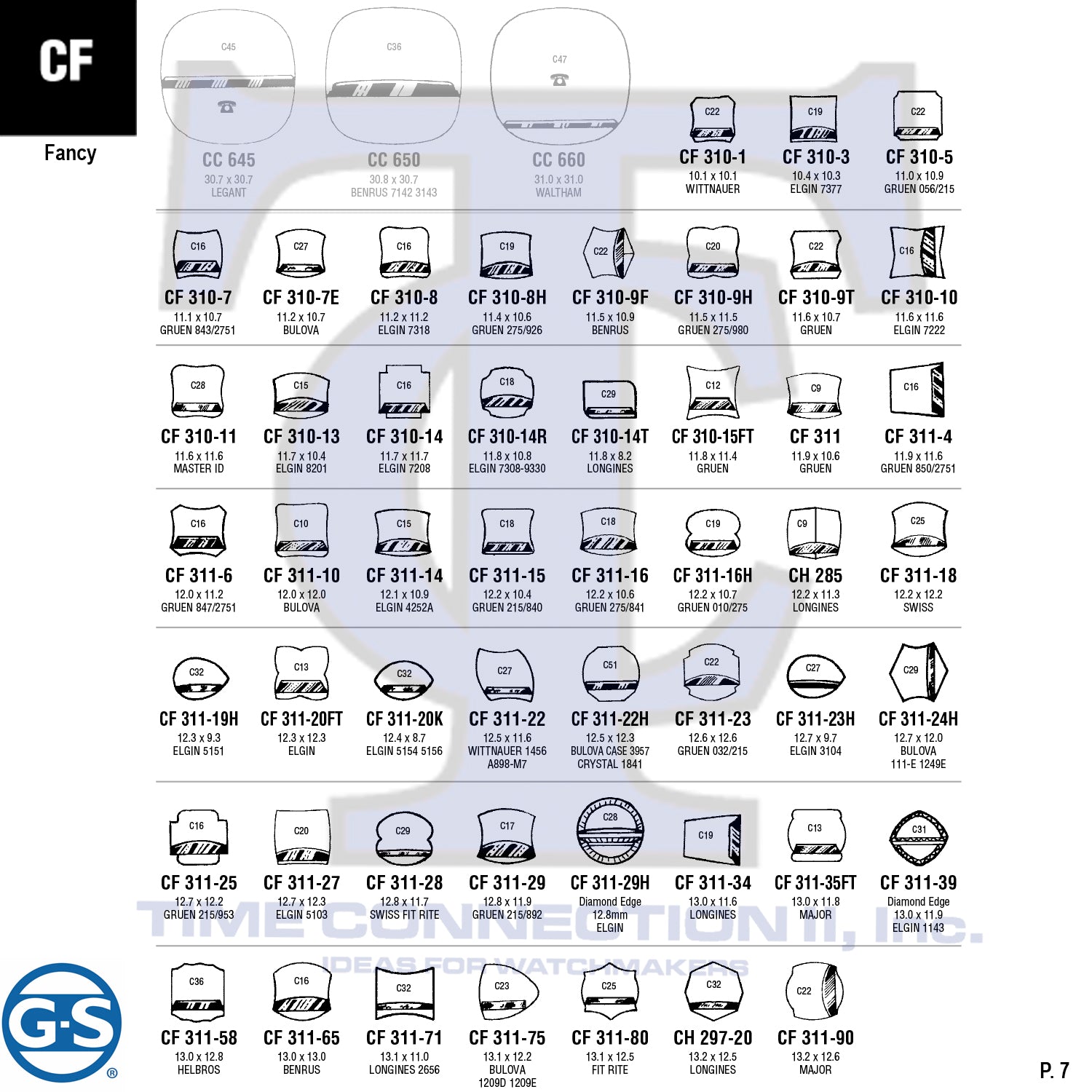 G-S FANCY (CF) CYLINDER FANCY CRYSTALS - PLASTIC FLAT LOWER EDGE