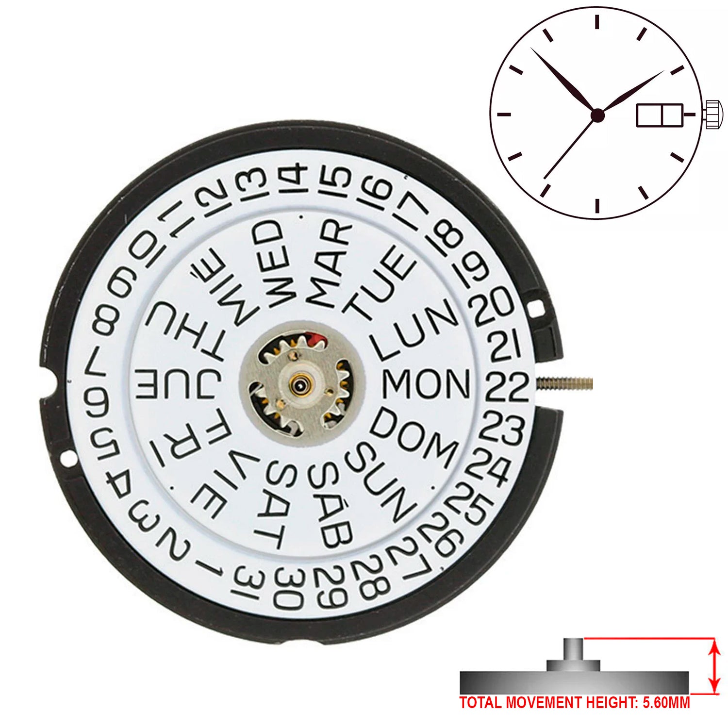 ETA 805.121 3 Hands Swiss Parts Quartz Movement Ht. 5.60MM