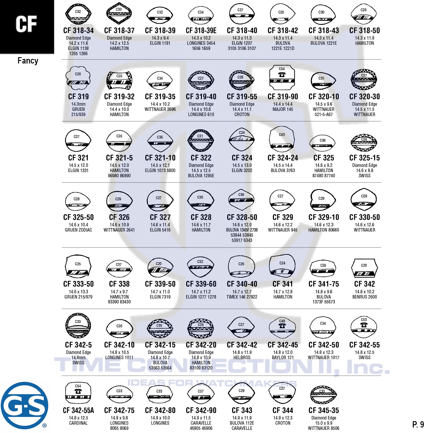 G-S FANCY (CF) CYLINDER FANCY CRYSTALS - PLASTIC FLAT LOWER EDGE