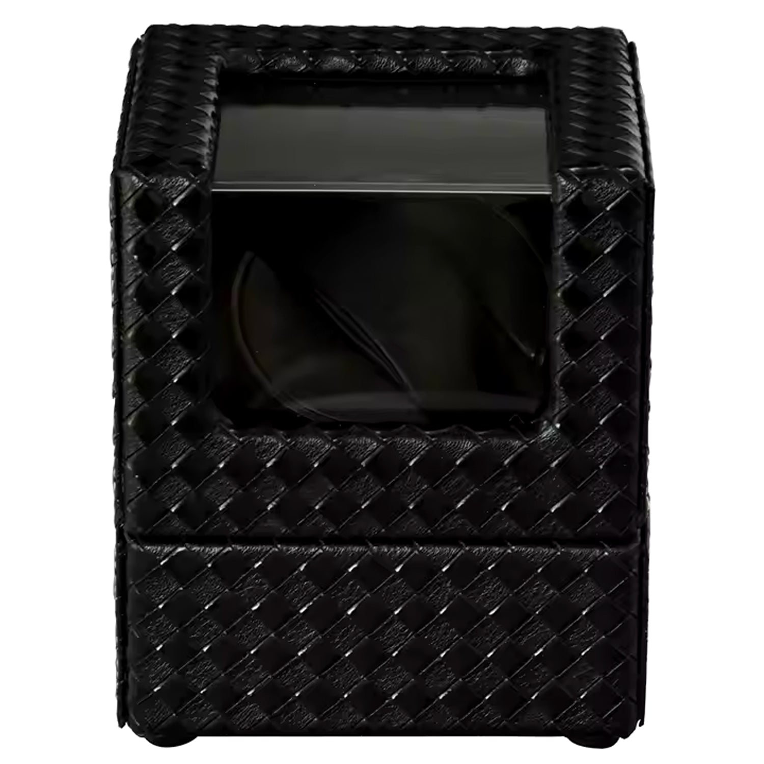 Single (1) Watch Winder Woven Black Matt MDF Polyurethane Leather (Various Colors)