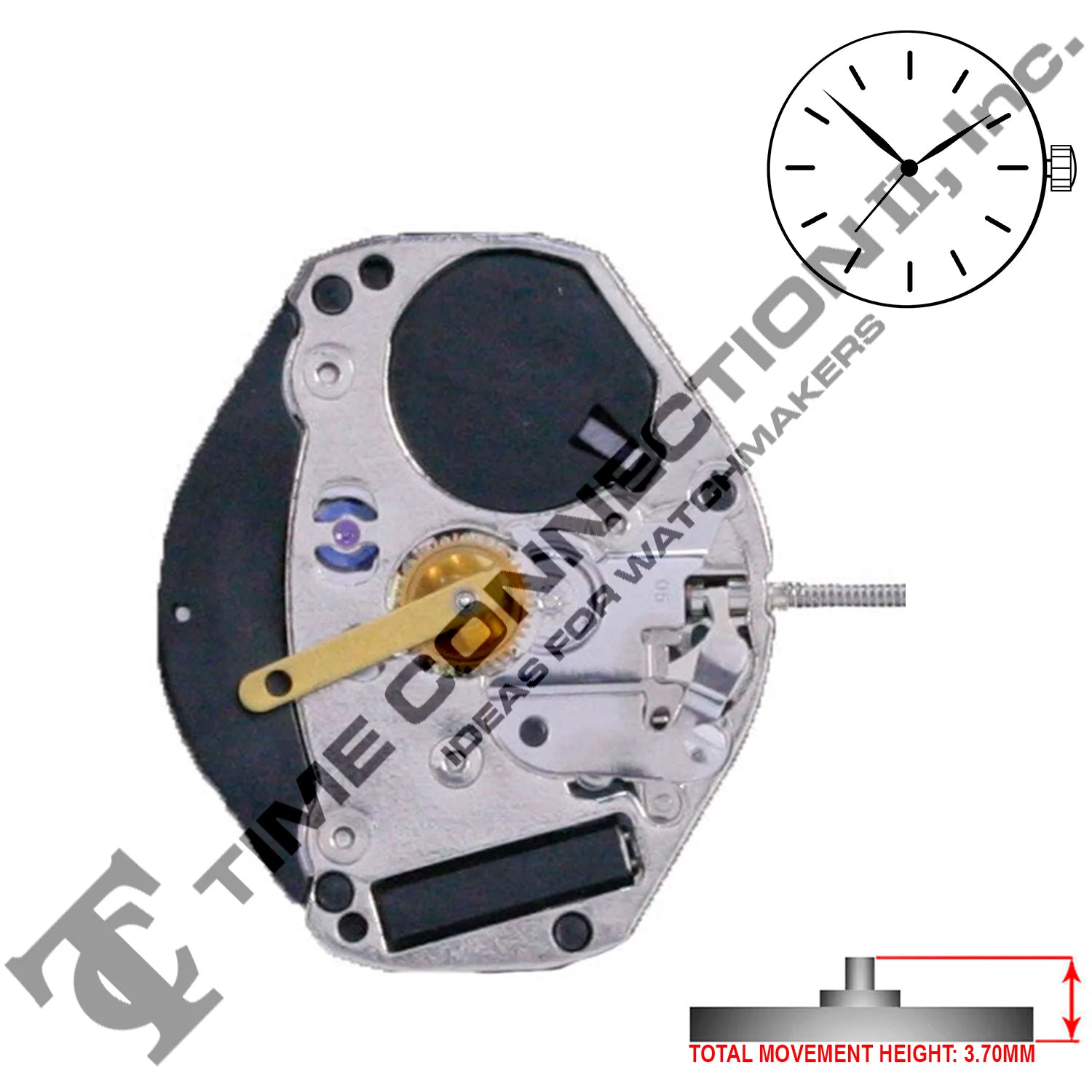 ETA 902.105 3 Hands Swiss Parts Quartz Movement Ht. 3.70MM