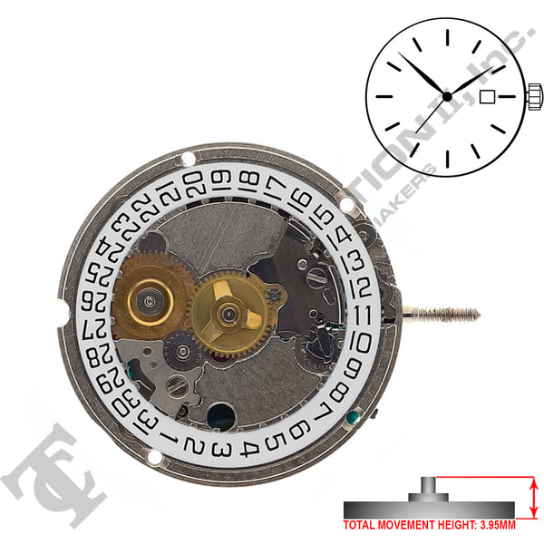 ETA 956.114 3 Hands Swiss Made Quartz Movement (Various Heights)