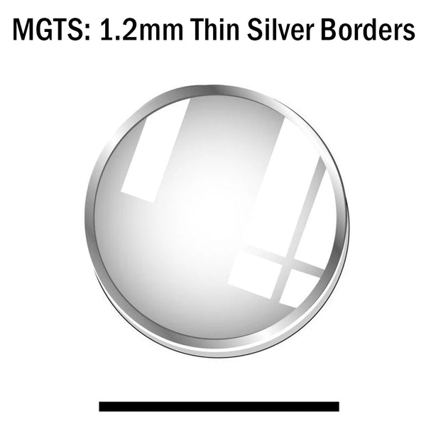 MGTS: 1.2mm Thin Silver Border Round Flat Mineral Glass Watch Crystals, 1.2mm Thickness Crystals