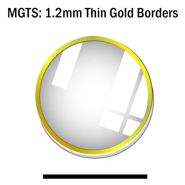 MGTG: 1.2mm Thin Gold Border Round Flat Mineral Glass Watch Crystals, 1.2mm Thickness Crystals