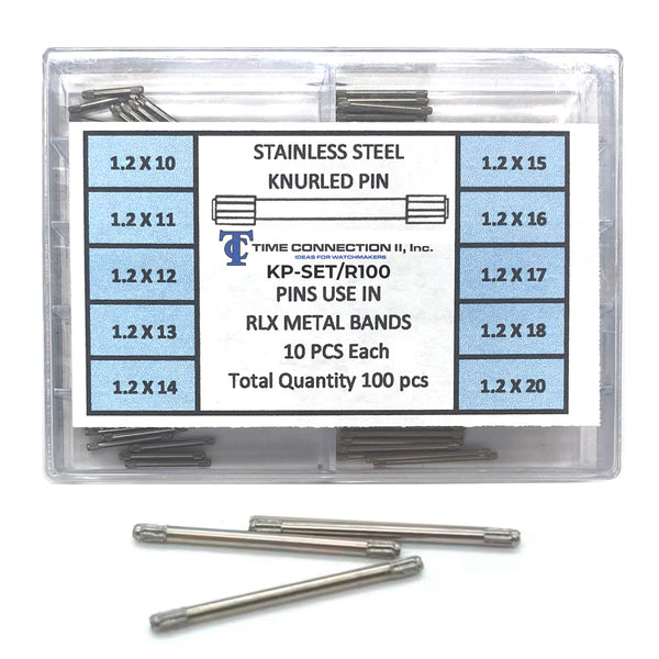 Assortment Stainless Steel Knurled Pins for Rolex Metal Band (100 Pieces)