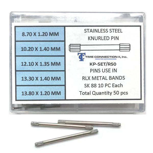 Assortment Stainless Steel Knurled Pins for Rolex Metal Band (50 Pieces)