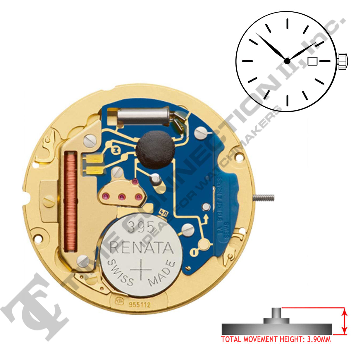 ETA 955.112 2 Hands Swiss Made Movement Ht. 3.90MM (Various Dates)