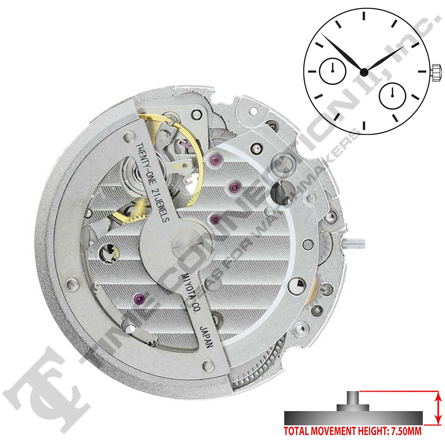 Miyota/Citizen LTD 8247 Japan Automatic Movement Ht. 7.5MM